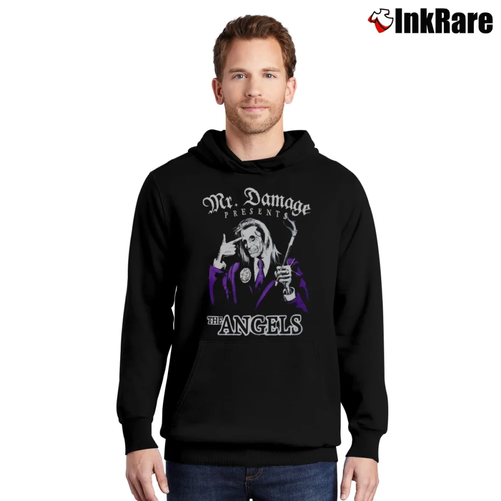 Men’s The Angels Mr Damage Hard Evidence Pullover Hoodie in black | Cozy, Durable, Modern Fit