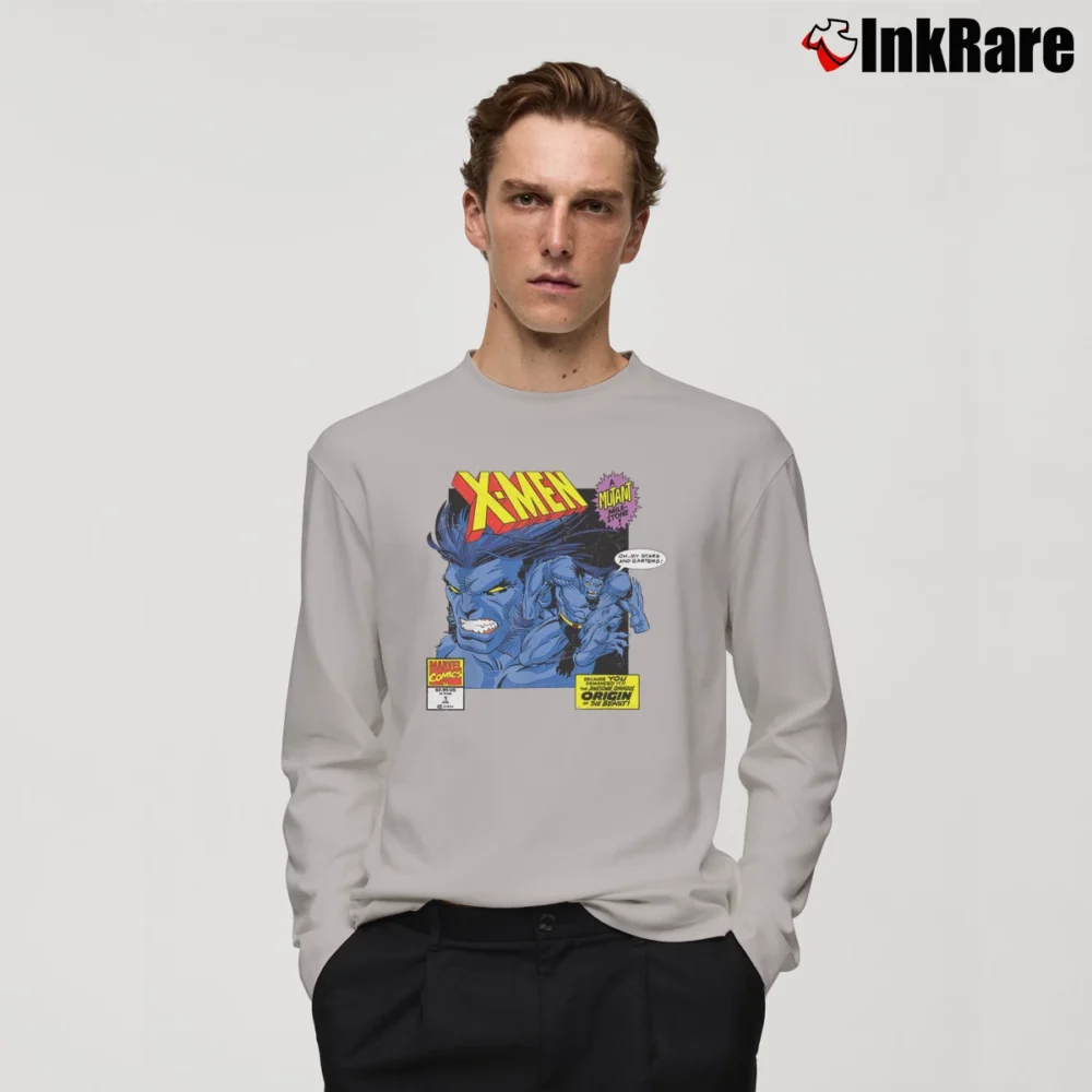 Men’s The Beast Mutant Milestone X - men Marvel Comic Long-Sleeve Shirt in sport grey | Sleek, Lightweight, Year-Round Wear