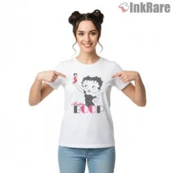 The Betty Boop Silhouette Logo Shirt on white short sleeve shirt for women graphic tee