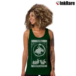 Women’s The Birthday Massacre Tarot Black Tank Top in forest green | Lightweight, Movement-Friendly
