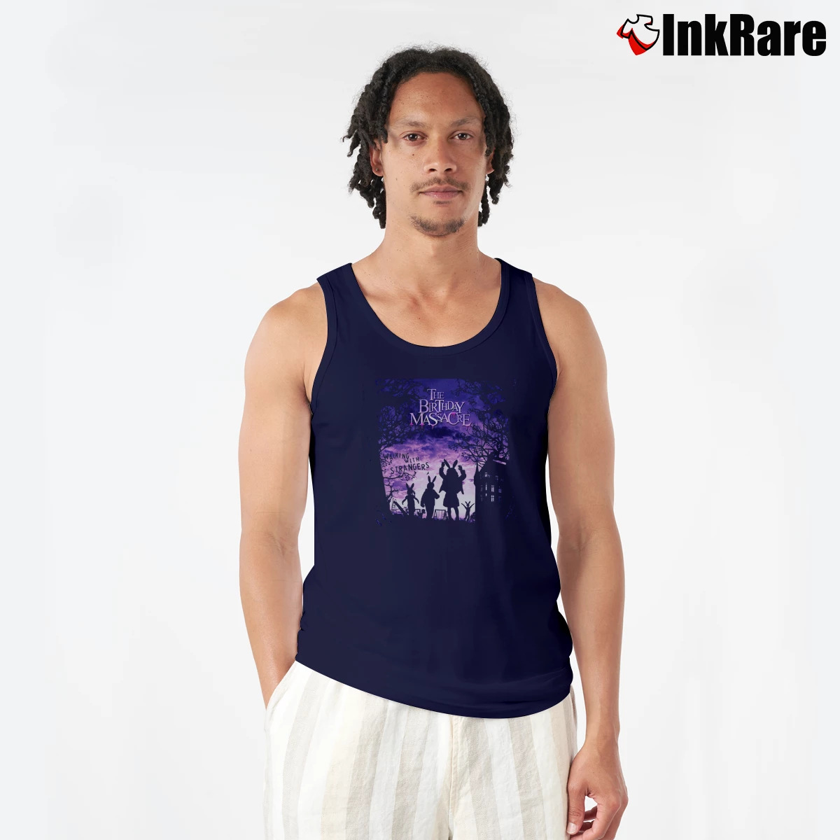 The Birthday Massacre Walking With Strangers Men’s Performance Tank in navy – Lightweight Comfort Men’s The Birthday Massacre Walking With Strangers Tank Top in navy | Breathable, Active-Friendly Design