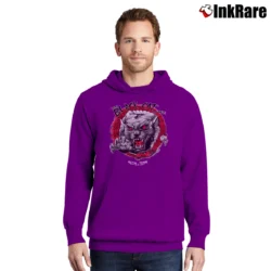 Men’s The Black Cat Lounge Demonic Austin Texas Pullover Hoodie in purple | Cozy, Durable, Modern Fit