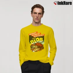Men’s The Blob Horror Movie Poster Long-Sleeve Shirt in yellow | Sleek, Lightweight, Year-Round Wear