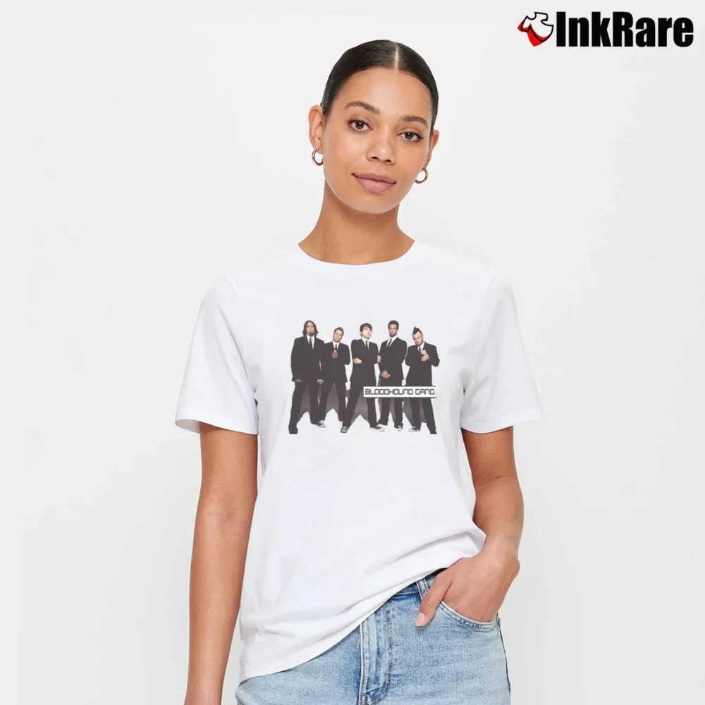 Women’s The Bloodhound Gang Classic Rock Band Signature T-Shirt in white | Soft, Flattering Fit
