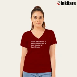 Women’s the bomb squad old school hip hop V-Neck Tee in maroon | Chic Neckline, Soft Texture