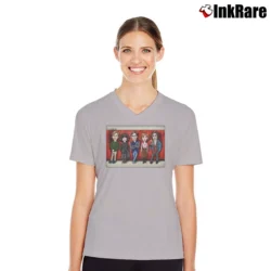 Women’s The Breakfast Club Caricature V-Neck Tee in sport grey | Chic Neckline, Soft Texture