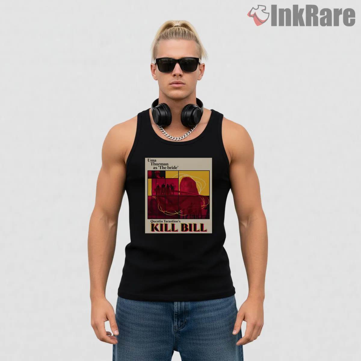 The Bride Minimalist Red Frame Kill Bill Portrait Tank Top Black The Bride Minimalist Red Frame Kill Bill Portrait Shirt on black tank top for men graphic tee