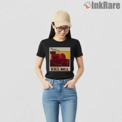 The Bride Minimalist Red Frame Kill Bill Portrait Shirt on black short sleeve shirt for women graphic tee