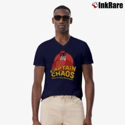 Men’s The Cannonball Run Captain Chaos Movie V-Neck Tee in navy | Sharp, Breathable, Everyday Staple