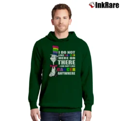 Men’s The Cat In The Hat Cancer Awareness Quote Pullover Hoodie in forest green | Cozy, Durable, Modern Fit