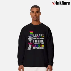 Men’s The Cat In The Hat Cancer Awareness Quote Long-Sleeve Shirt in black | Sleek, Lightweight, Year-Round Wear