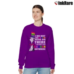 Women’s The Cat In The Hat Cancer Awareness Quote Relaxed Sweatshirt in purple | Soft, Laid-Back Vibe