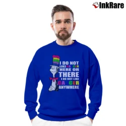 Men’s The Cat In The Hat Cancer Awareness Quote Crewneck Sweatshirt in royal blue | Cozy Fabric, Clean Style