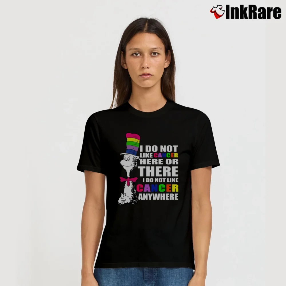 Women’s The Cat In The Hat Cancer Awareness Quote Signature T-Shirt in black | Soft, Flattering Fit