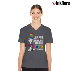 Women’s The Cat In The Hat Cancer Awareness Quote V-Neck Tee in charcoal | Chic Neckline, Soft Texture