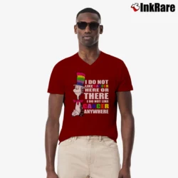 Men’s The Cat In The Hat Cancer Awareness Quote V-Neck Tee in maroon | Sharp, Breathable, Everyday Staple