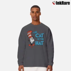 Men’s The Cat In The Hat Classic Kids Book Character Graphic Long-Sleeve Shirt in charcoal | Sleek, Lightweight, Year-Round Wear