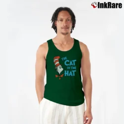 Men’s The Cat In The Hat Classic Kids Book Character Graphic Tank Top in forest green | Breathable, Active-Friendly Design