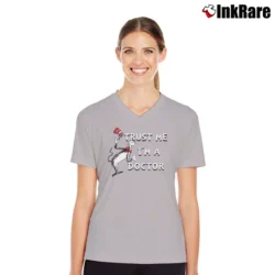 Women’s The Cat In The Hat Trust Me I'm A Doctor V-Neck Tee in sport grey | Chic Neckline, Soft Texture