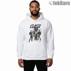 The Clash Classic Band Cutout Punk Shirt on white hoodie for men graphic tee