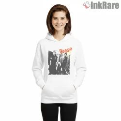 The Clash Classic Band Portrait Retro Shirt on white hoodie for women graphic tee