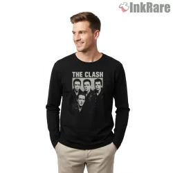 The Clash Classic Portrait Retro Shirt on black long sleeve shirt for men graphic tee