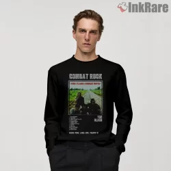 The Clash Combat Rock Album Tracklist Shirt on black long sleeve shirt for men graphic tee