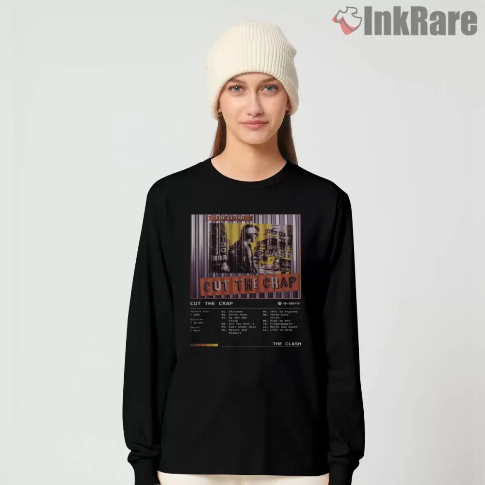 The Clash Cut The Crap 1985 Archive Shirt on black long sleeve shirt for women graphic tee