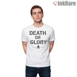 The Clash Death Or Glory Manifesto Shirt on white short sleeve shirt for men graphic tee
