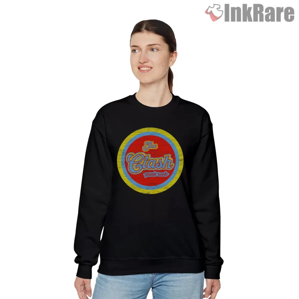 The Clash Distressed Target Punk Logo Shirt on graphic shirt for women graphic tee