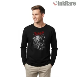 The Clash Gritty Photo Collage Riot Mood Shirt on black long sleeve shirt for men graphic tee
