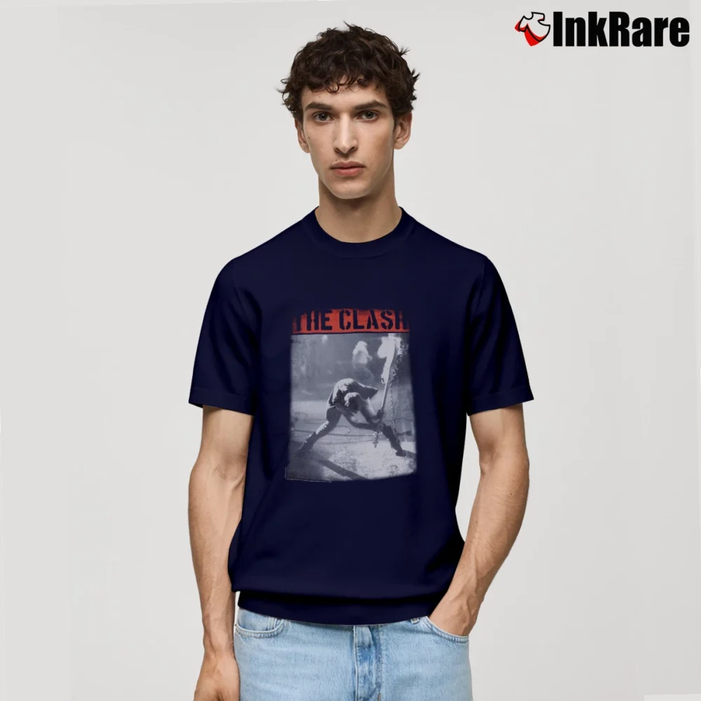 Men’s The Clash Guitar Smash Rock Band Classic T-Shirt in navy | Soft, Breathable Everyday Wear