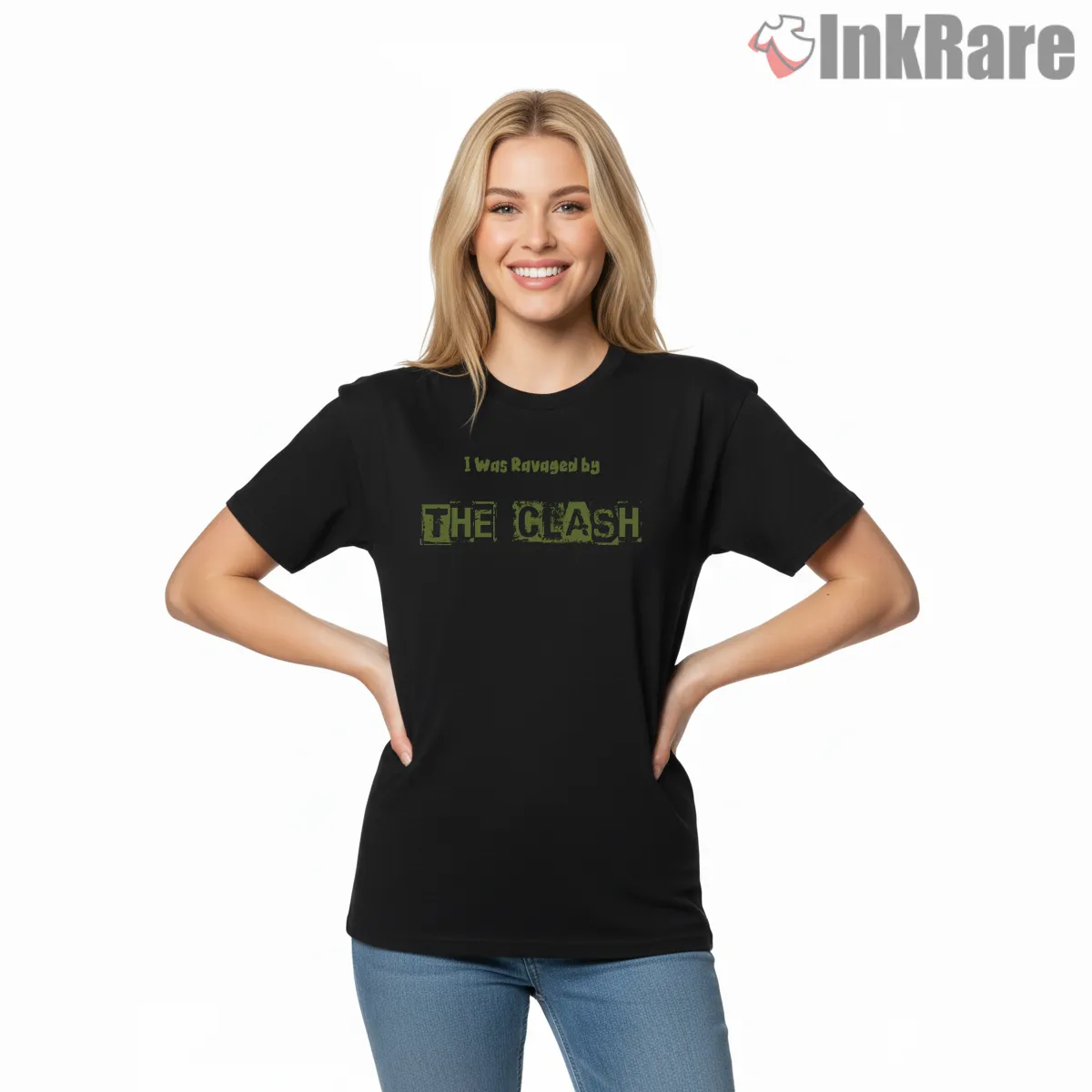 The Clash I Was Ravaged Lyric Statement Short Sleeve Black The Clash I Was Ravaged Lyric Statement Shirt on black short sleeve shirt for women graphic tee