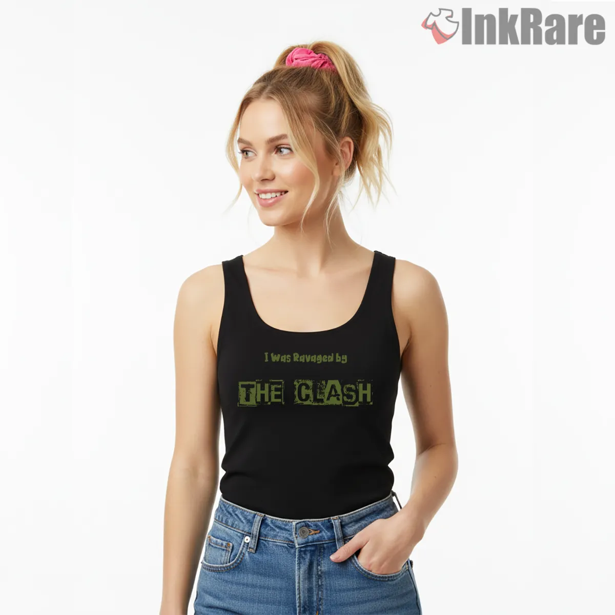 The Clash I Was Ravaged Lyric Statement Tank Top Black The Clash I Was Ravaged Lyric Statement Shirt on black tank top for women graphic tee