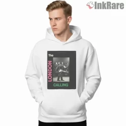 The Clash London Calling Album Cover Tribute Shirt on white hoodie for men graphic tee