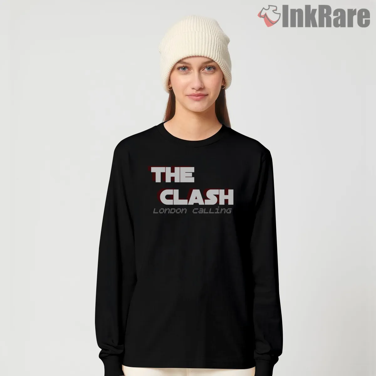 The Clash London Calling Bold Block Logo Long Sleeve Black The Clash London Calling Bold Block Logo Shirt on black long sleeve shirt for women graphic tee