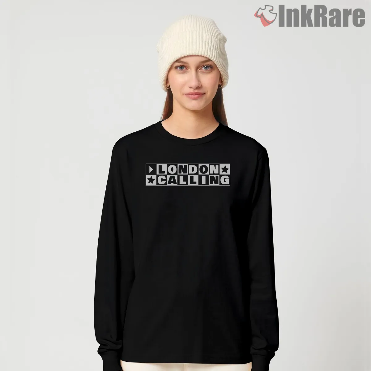 The Clash London Calling Bold Text Block Long Sleeve Black The Clash London Calling Bold Text Block Shirt on black long sleeve shirt for women graphic tee