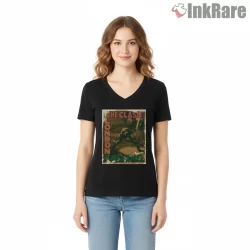 The Clash London Calling Distressed Album Shirt on black v-neck shirt for women graphic tee