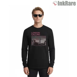 The Clash London Calling Minimalist City Shirt on black long sleeve shirt for men graphic tee
