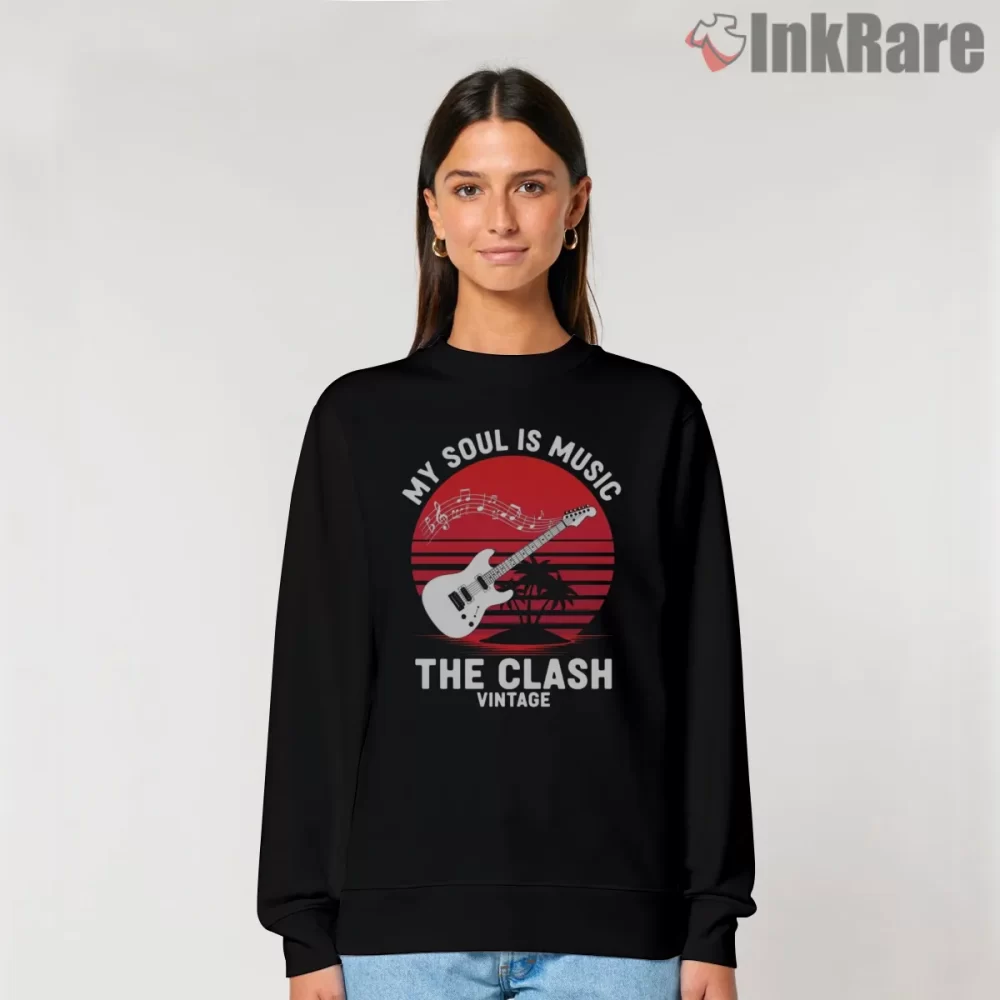The Clash My Soul Is Music Sunset Guitar Shirt on graphic shirt for women graphic tee