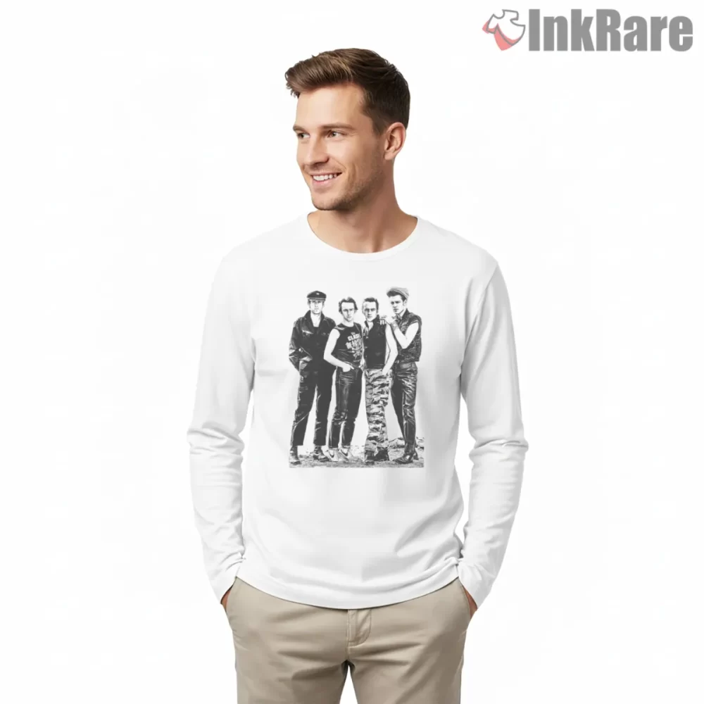 The Clash Nineties Style Classic Band Photo Shirt on white long sleeve shirt for men graphic tee