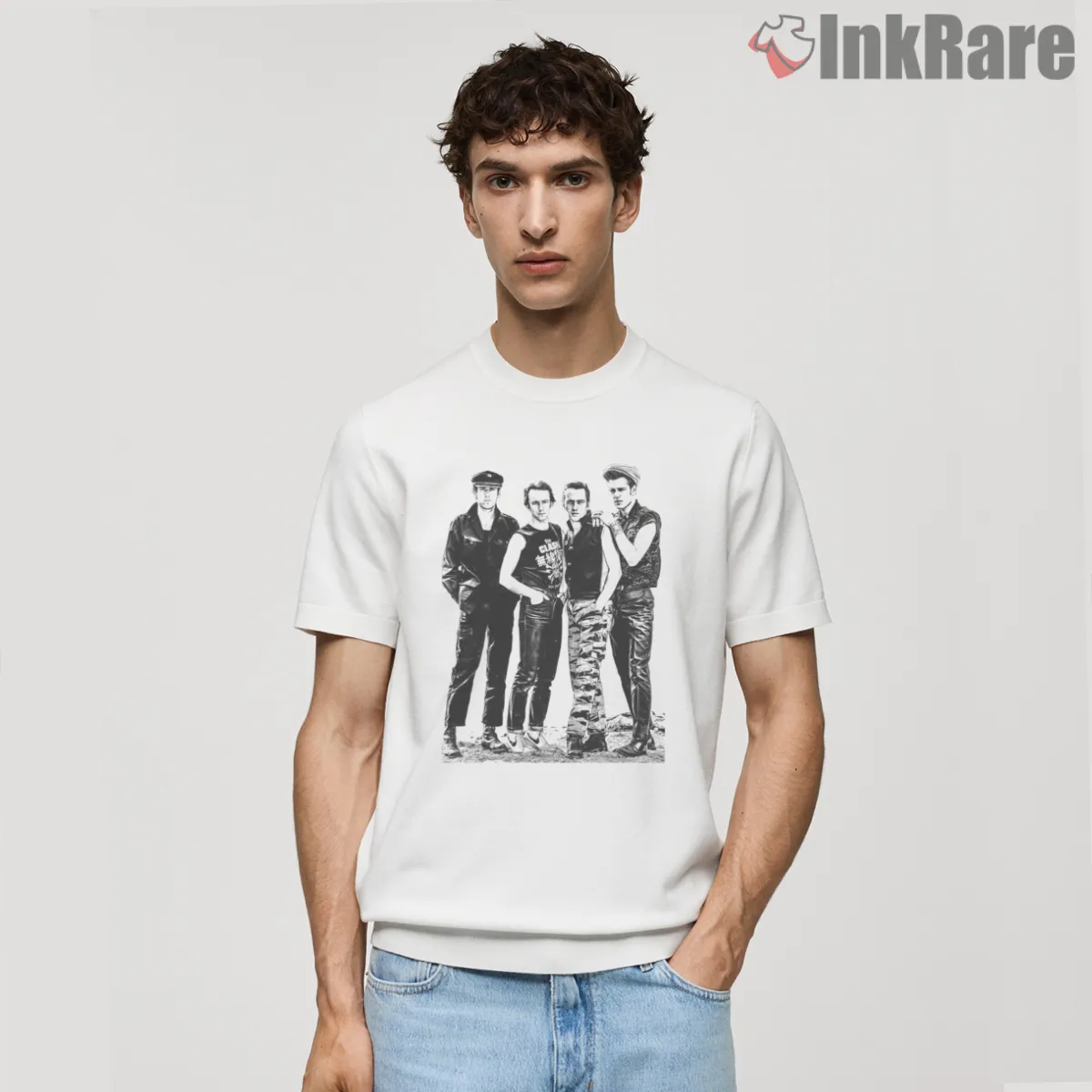 The Clash Nineties Style Classic Band Photo Shirt on white short sleeve shirt for men graphic tee