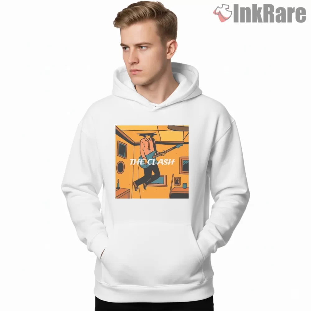 The Clash Orange Room Introspective Punk Shirt on white hoodie for men graphic tee