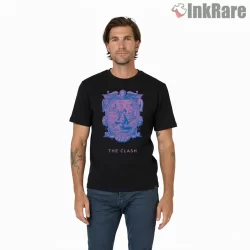 The Clash Ornate Frame Psychedelic Art Shirt on black short sleeve shirt for men graphic tee