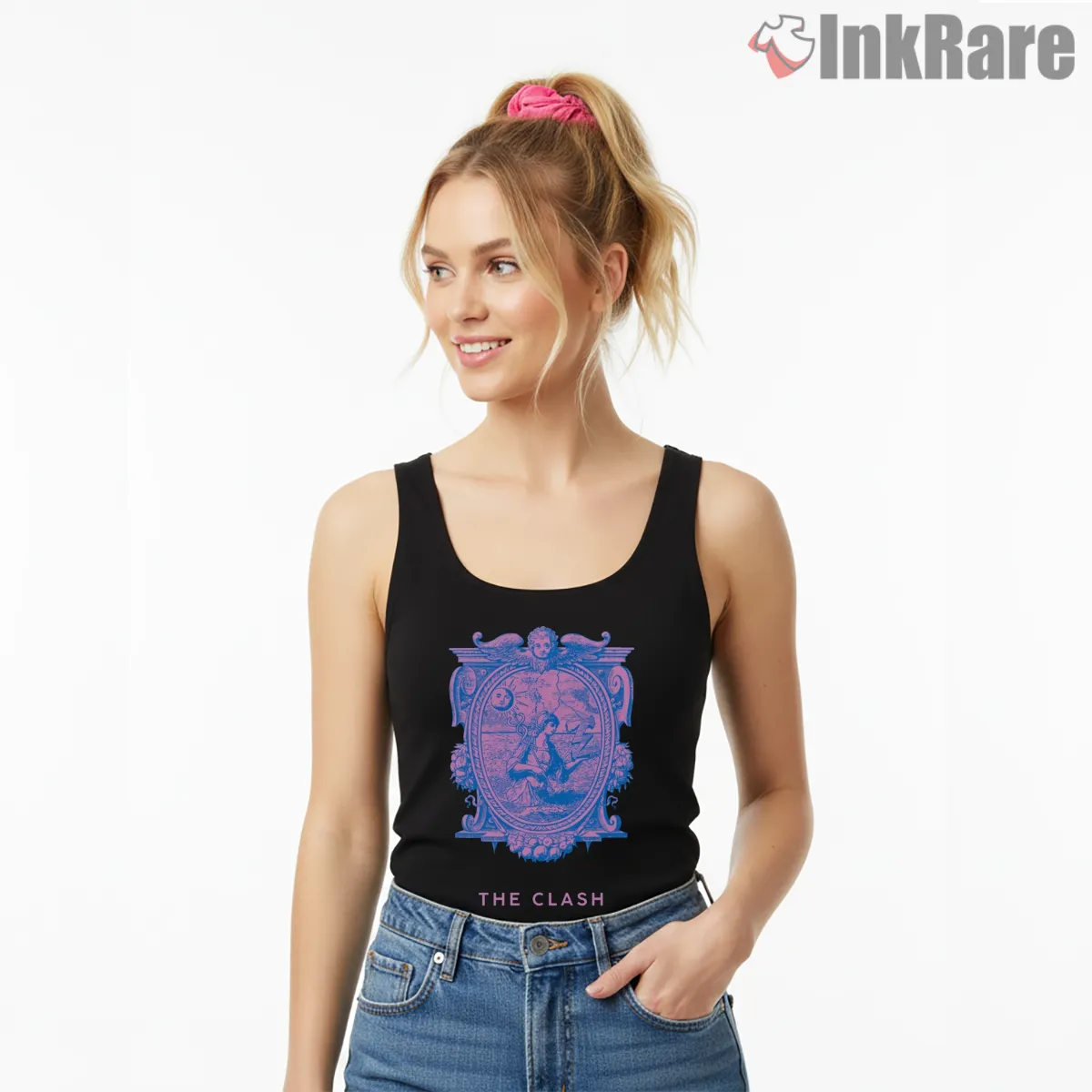 The Clash Ornate Frame Psychedelic Art Tank Top Black The Clash Ornate Frame Psychedelic Art Shirt on black tank top for women graphic tee
