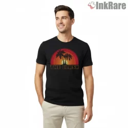 The Clash Palm Sunset Vintage Rock Shirt on black short sleeve shirt for men graphic tee