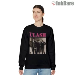 The Clash Pink Logo Classic Band Portrait Shirt on graphic shirt for women graphic tee