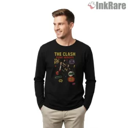 The Clash Punk Heroes Rock Riot Shirt on black long sleeve shirt for men graphic tee