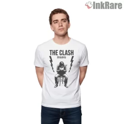 The Clash Radio Clash Lightning Silhouette Shirt on white short sleeve shirt for men graphic tee