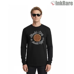 The Clash Should I Stay Or Should I Eggo Crossover Shirt on black long sleeve shirt for men graphic tee